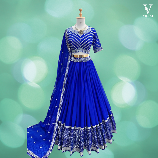 Abelina Majestic Embroidered Heavy Georgette With Satara Work Lehenga
