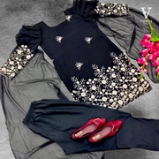 Adelina Fashionable Heavy Sequined Faux Georgette Suit with Dupatta