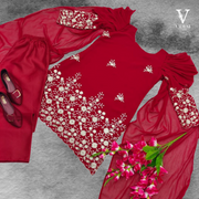 Adelina Fashionable Heavy Sequined Faux Georgette Suit with Dupatta