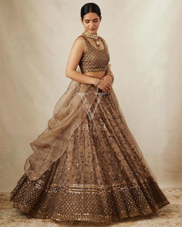 Ahtisa Stunning Embroidered Sequined Lehenga With Net Dupatta