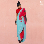 Alessa Vibrant Digital Printed Georgette Saree With Banglori Blouse