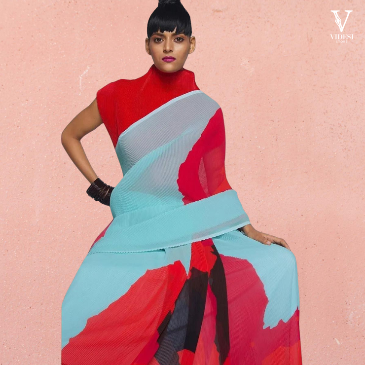 Alessa Vibrant Digital Printed Georgette Saree With Banglori Blouse