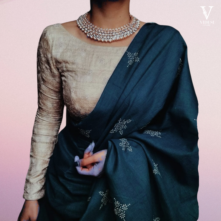 Alexia Regal Embroidered Vichitra Silk Saree with Dupion Silk Blouse