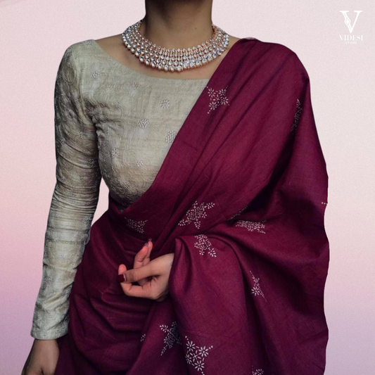 Alexia Regal Embroidered Vichitra Silk Saree with Dupion Silk Blouse