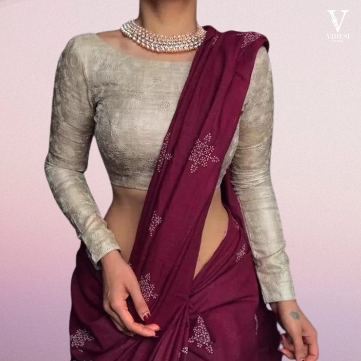 Alexia Regal Embroidered Vichitra Silk Saree with Dupion Silk Blouse