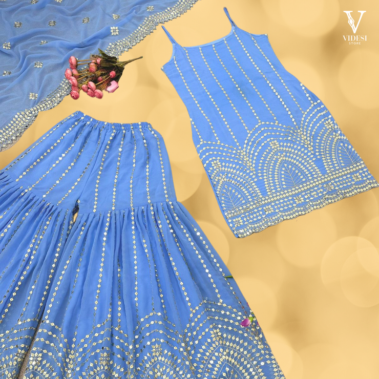 Amika Alluring Embroidered Sequined Faux Georgette Suit With Dupatta