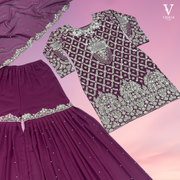 Analia Stylish Embroidered Heavy Faux Georgette with Rivet Moti Work Suit and Dupatta
