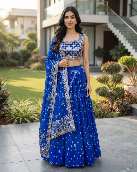Analisa Printed Faux Georgette Lehenga Set with Embroidered Blouse & Dupatta