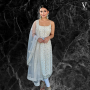 Angeline Pristine Faux Georgette Sequined Suit With Soft Net Dupatta