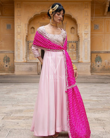Anya Stylish Sequined Natural Crep Silk Set With Faux Georgette Dupatta
