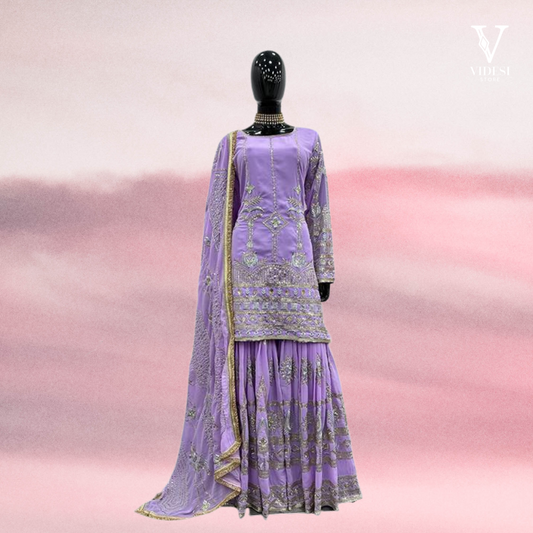 Arely Fashionable Embroidered Sequined Faux Georgette Suit