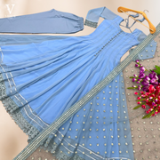 Atasha Faux Georgette With Heavy Lace Work Gown And Net Dupatta