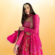 Belle Printed Embroidered Georgette Silk Lehenga With Soft Net Dupatta