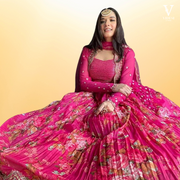 Belle Printed Embroidered Georgette Silk Lehenga With Soft Net Dupatta