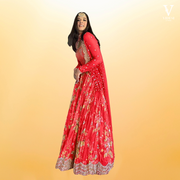 Belle Printed Embroidered Georgette Silk Lehenga With Soft Net Dupatta