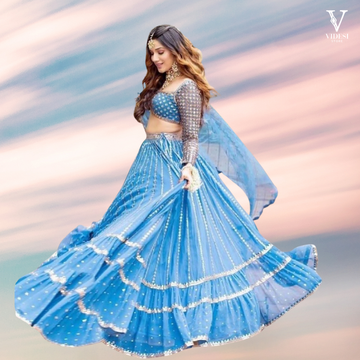Carly Zari Embroidered Faux Georgette Lehenga With Net Dupatta