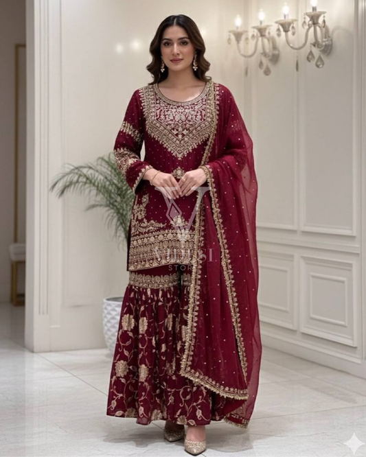 Carmelle Heavy Georgette Embroidered Sequined Suit Set