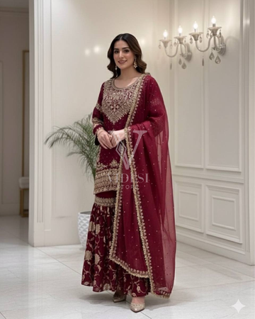 Carmelle Heavy Georgette Embroidered Sequined Suit Set