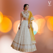 Cesaria Timeless White Faux Georgette Lehenga with Soft Net Dupatta