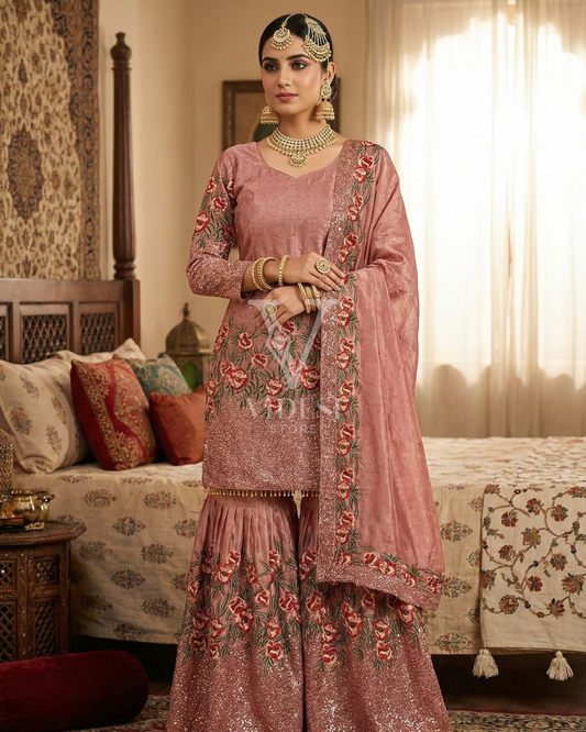 Chloe Pure Fendy Silk With Heavy Embroidery Sequence Suit