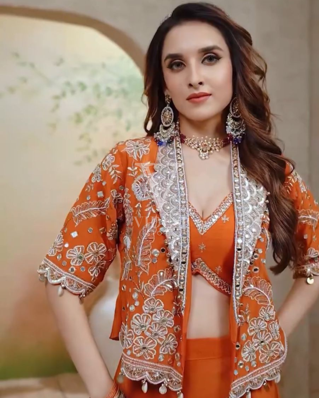 Clea Embroidered Heavy Rangoli Koti Lehenga