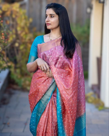 Corinna Digital Printed Linend With Gold Jari Saree