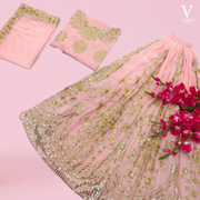 Cynthia Pastel Pink Heavy Faux Georgette Suit With Dupatta