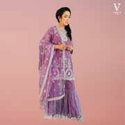 Daisy Serene Embroidered Soft Satin Net Suit With Dupatta