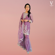 Daisy Serene Embroidered Soft Satin Net Suit With Dupatta