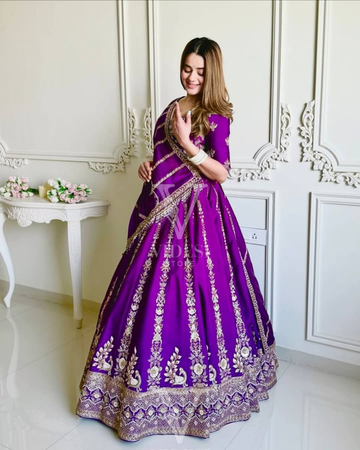 Danea Luxurious Sequined Vichitra Silk Lehenga