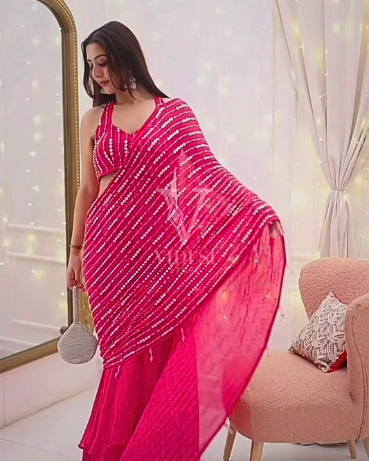 Elena Vibrant Sequined Faux Georgette Fishcut Lehenga