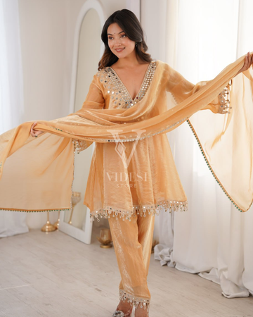 Eleonor Embroidered Real Mirror Work Fendy Fabrick Kurti Set