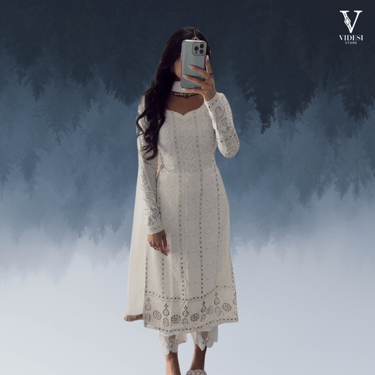 Elisha Serene Embroidered Faux Georgette With Dori Latkan Suit