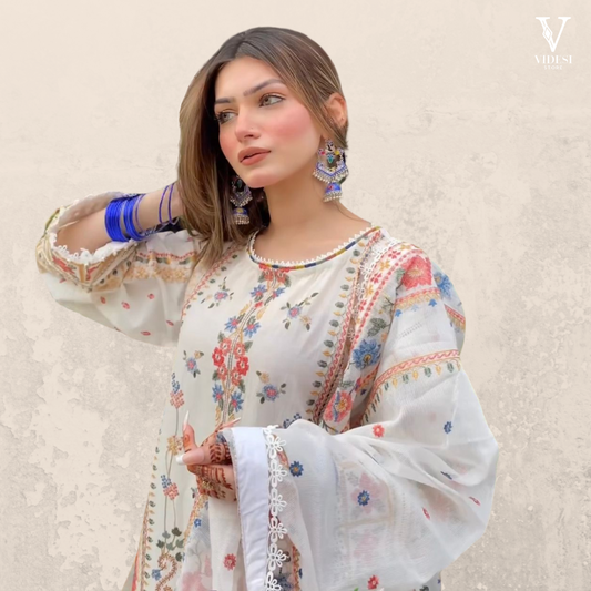 Esme Alluring Heavy Embroidered Faux Georgette Suit With Dupatta