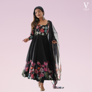 Fatima Pure Soft Tebby Organza Silk Anarkali Gown With Gota Patti Dupatta