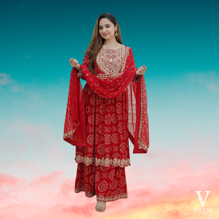 Feliz Refined Digital Printed Faux Georgette With Real Mirror Handwork Suit with Dupatta