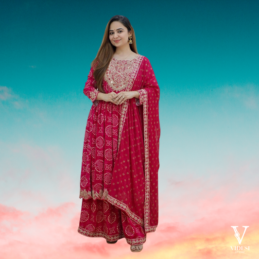 Feliz Refined Digital Printed Faux Georgette With Real Mirror Handwork Suit with Dupatta