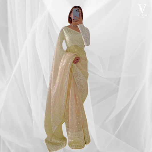 Fina Chic Organza Silk Saree With Georgette Blouse