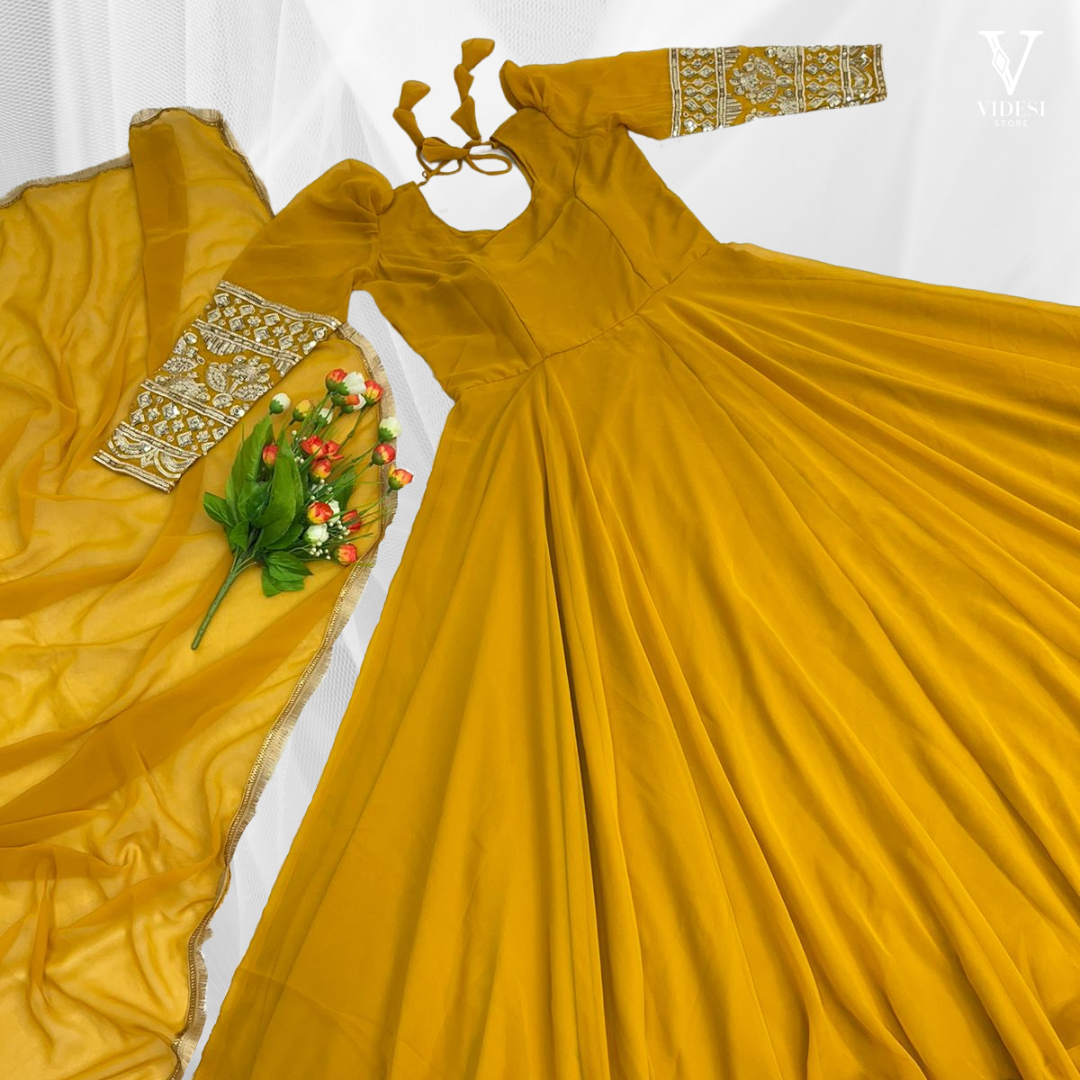 Gown with heavy dupatta online