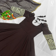 Flor Flowy Embroidered Heavy Faux Georgette Gown with Dupatta