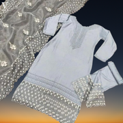 Greta Stylish Embroidered Jam Cotton Suit With Soft Butterfly Net Dupatta
