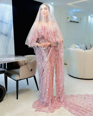 Heba Premium Embroidered Sequined Butterfly Net Saree