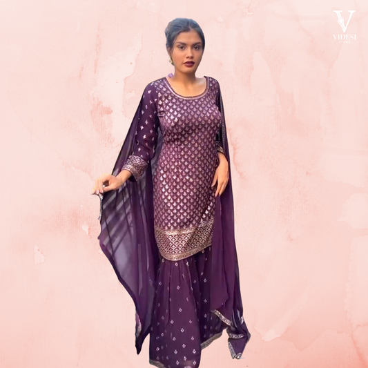 Inesa Stylish Full Sleeve Embroidered Sequined Heavy Faux Georgette Suit