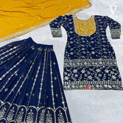 Jada Sophisticated Heavy Embroidered Sequined Faux Georgette Suit with Dupatta