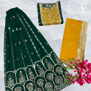 Jada Sophisticated Heavy Embroidered Sequined Faux Georgette Suit with Dupatta