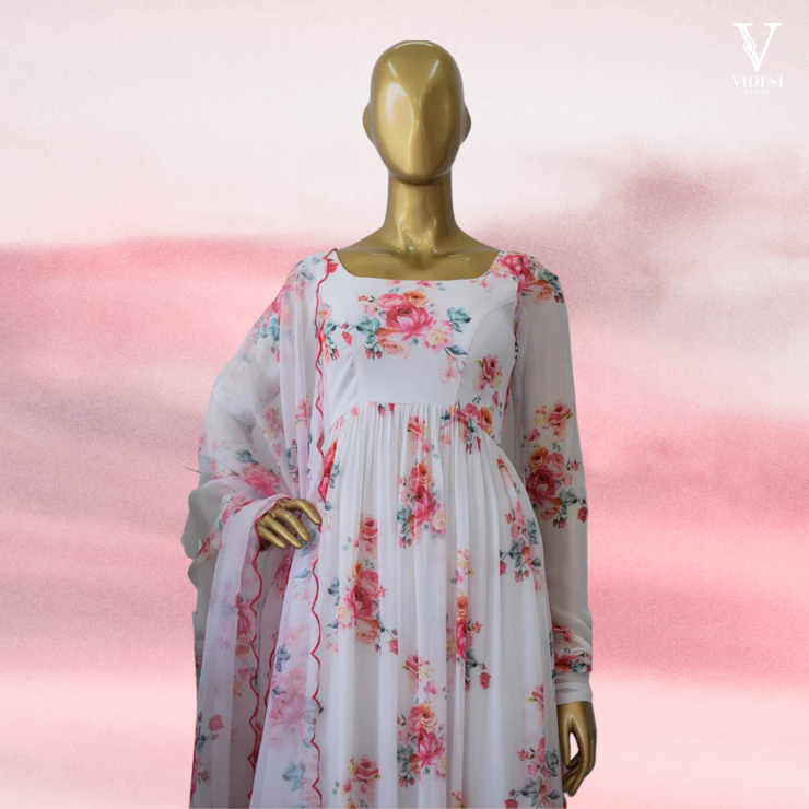 Jimena Stylish Digital Printed Heavy Faux Georgette Gown with Dupatta