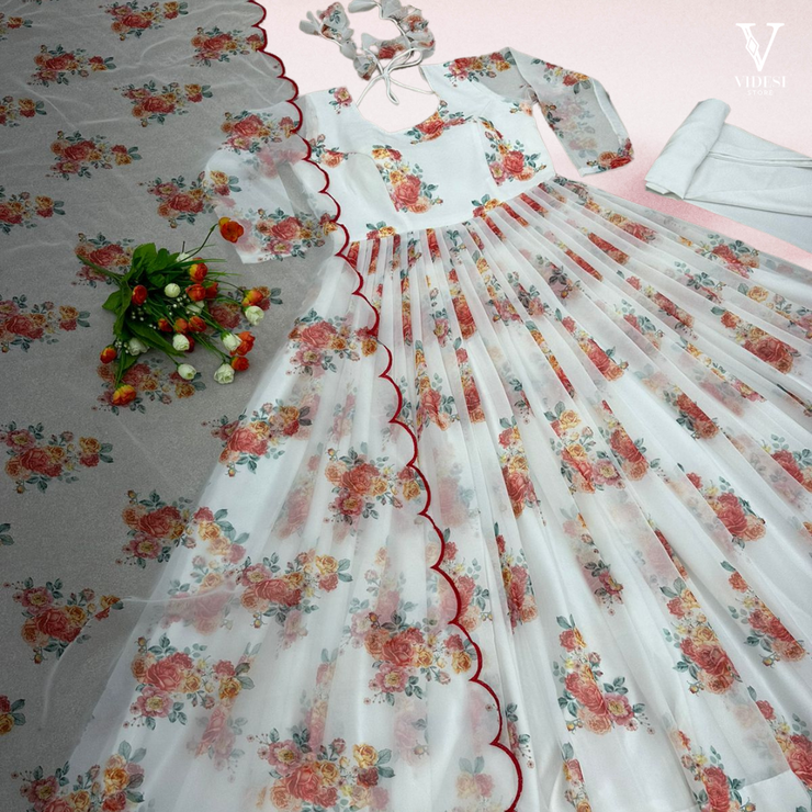 Jimena Stylish Digital Printed Heavy Faux Georgette Gown with Dupatta