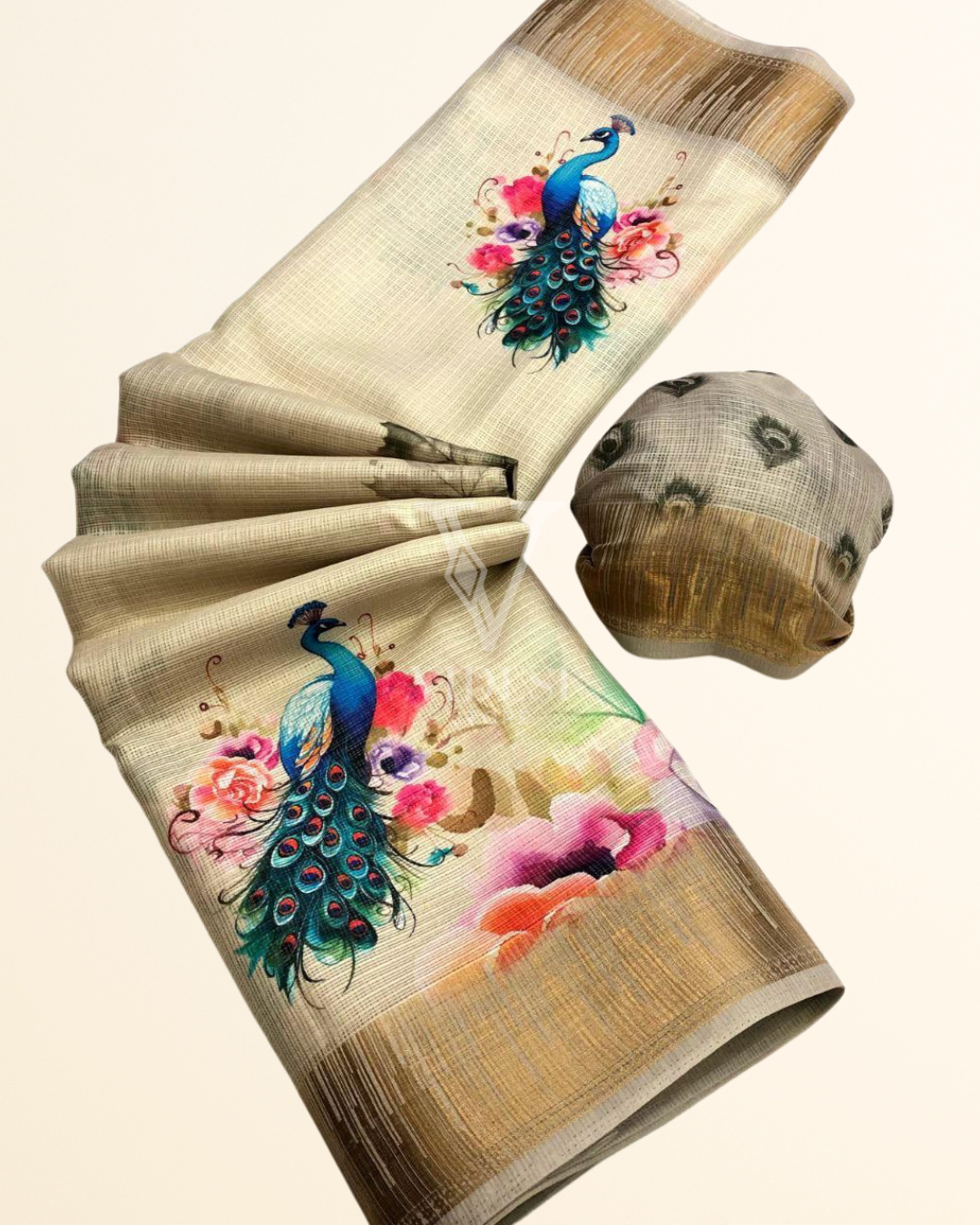 Klarisse Elegant Digital Printed Peacock Saree