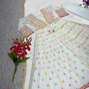 Laura Pristine Faux Georgette With Mirror Handwork Suit With Dupatta