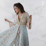 Laura Pristine Faux Georgette With Mirror Handwork Suit With Dupatta